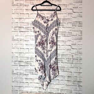 Elegant Paisley floral Print sundress gold strands Size M Knox Rose‎ bow buttons